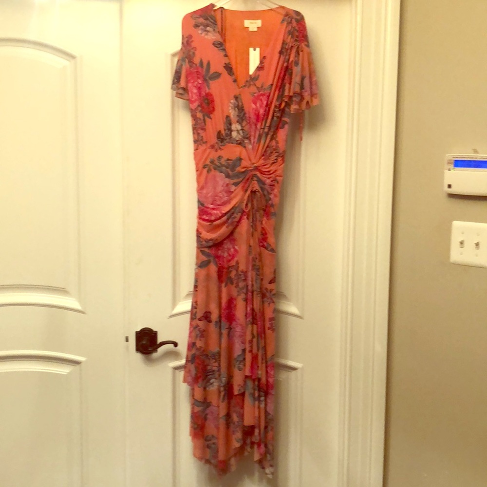 NWT Coral floral high low dress from Anthropology